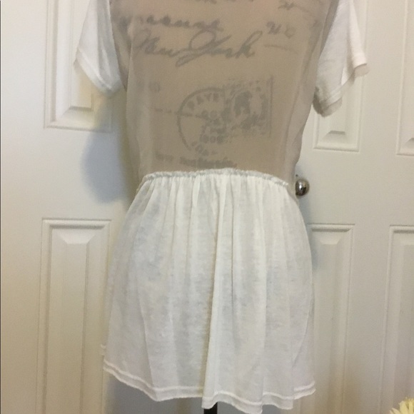 Miss Me Raw Hem Sheer Peplum Back Embellished Tee - Picture 2 of 6